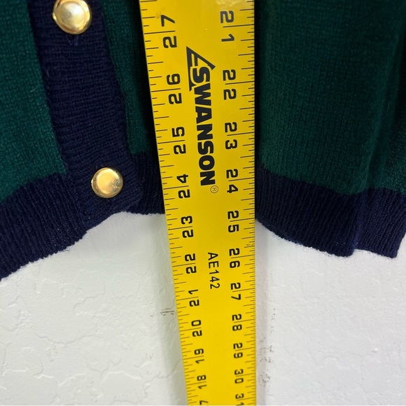 60s Mod Green and Blue Chanelesque styling Mackinnon of Scotland Wool Cardigan - Picture 8 of 10